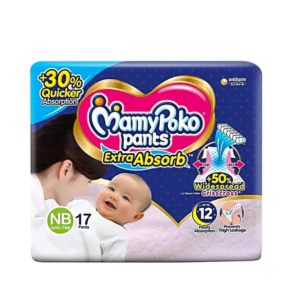 MamyPoko Pants Diaper Extra Absorb Pant New Born (0-5 kg) (17 pcs)