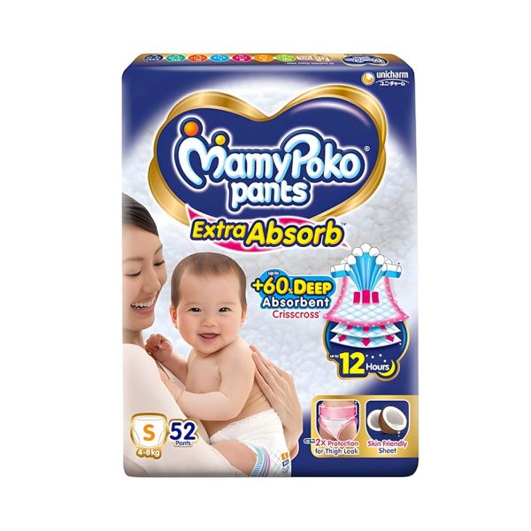 MamyPoko Pants Extra Absorb Diapers Pant S (4-8) kg (52  pcs)